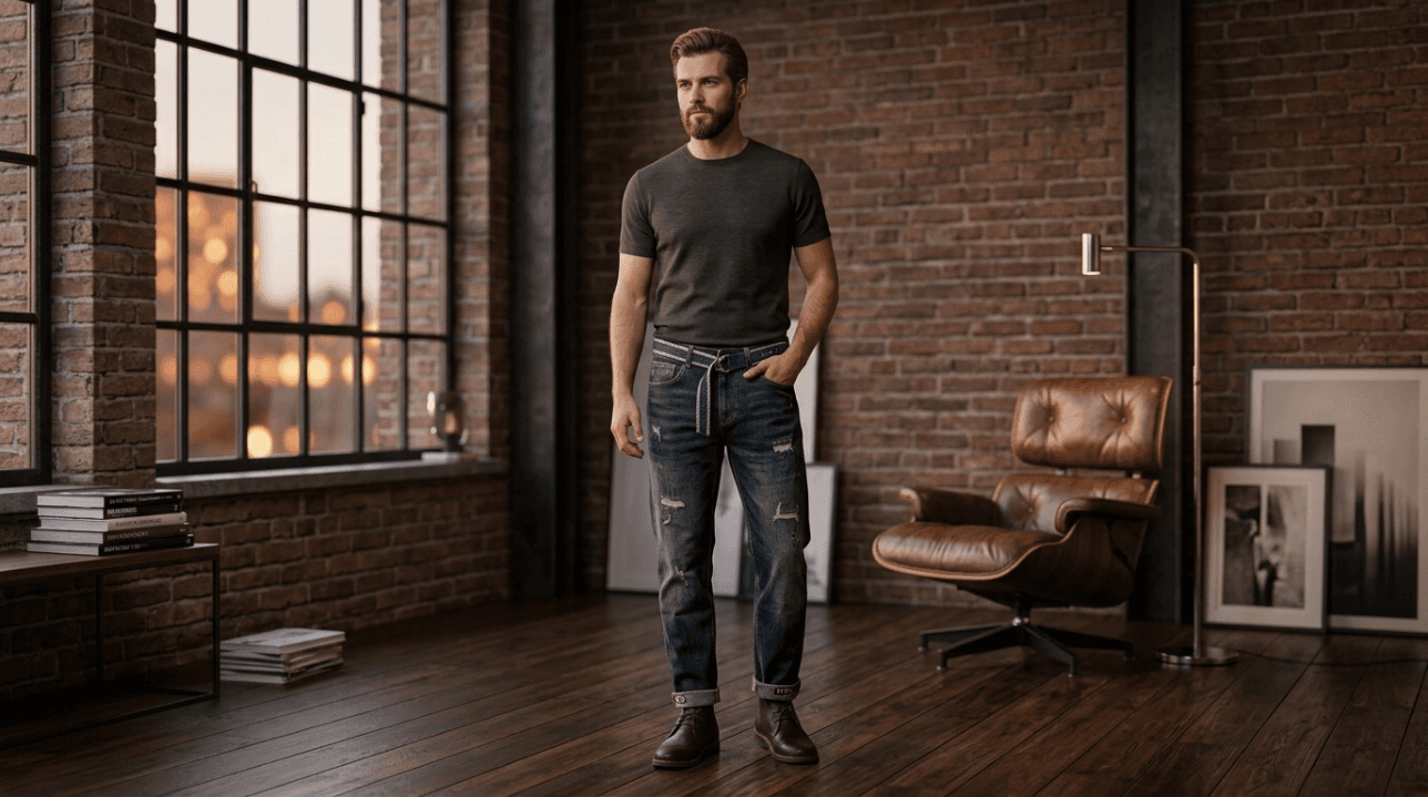 جينز وايد ليج بيلت – Wide Leg Belt Jeans
