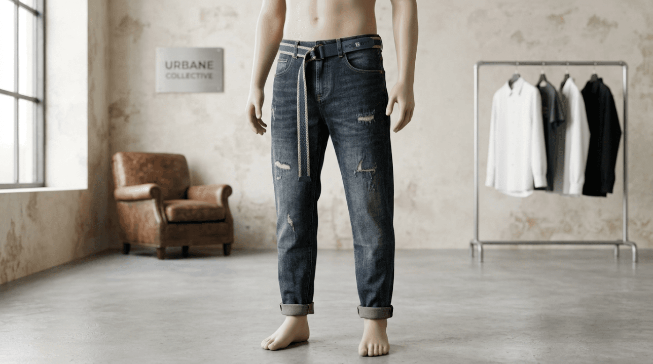جينز وايد ليج بيلت – Wide Leg Belt Jeans